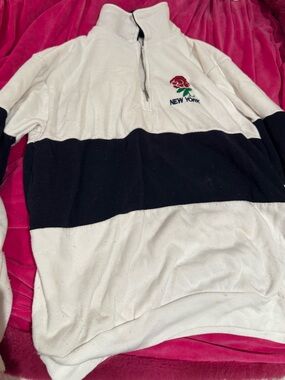 Brandy Melville New York Rose Quarter Zip Pullover Oversized One Size